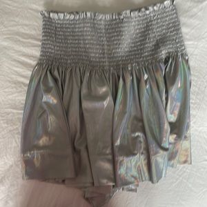 Silver holographic Queen of Sparkles Swing Shorts
